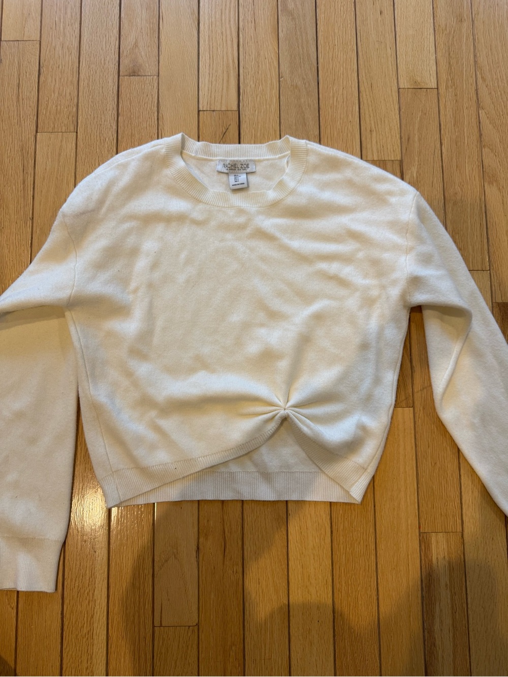 Rachel Zoe  Cream Twist-Front Crewneck Sweater